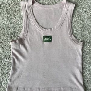 Daily Drills Logo Ribbed Tank in Ladybird size M/L